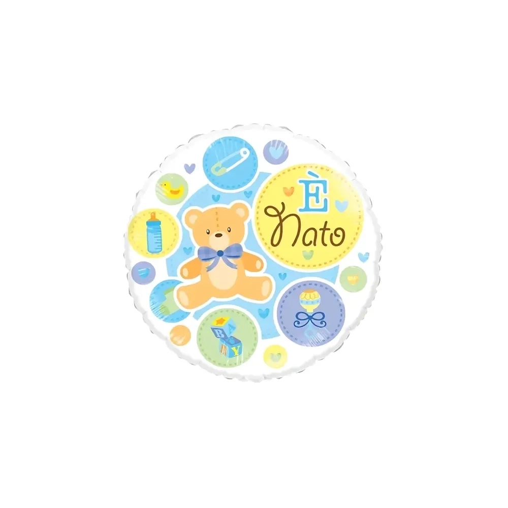 Palloncino E' Nato Celeste standard shape 18" (45cm) in mylar, 1pz.