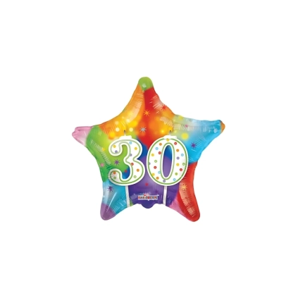 Palloncino numero 30 con candele standard shape 18" (45cm) in mylar, 1pz.