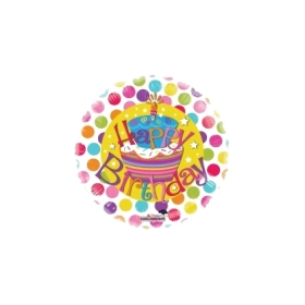 Palloncino Happy Birthday Cake Gellibean standard shape 18" (45cm) in mylar, 1pz.