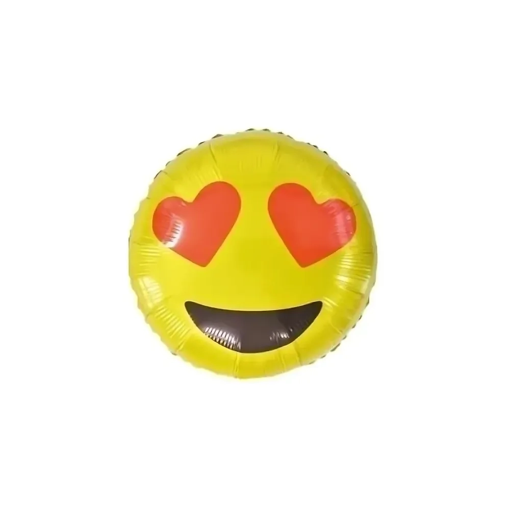 Palloncino Emoticon Occhi a cuoricino standard shape 18" (45cm) in mylar, 1pz.