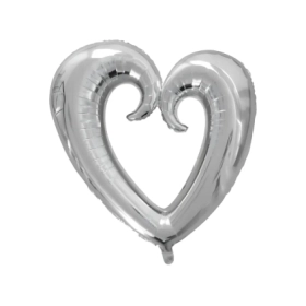 Palloncino Cuore Argento Stilizzato mega shape 42" (106cm) in mylar, 1pz.