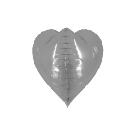 Palloncino Cuore 3D Argento super shape 26" (66cm) in mylar, 1pz.