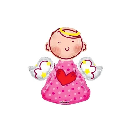 Palloncino Angioletto Rosa super shape 28" (71cm) in mylar, 1pz.