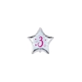 Palloncini stelline con numero 3 fucsia micro shape 4" (10cm) in mylar, 5pz.