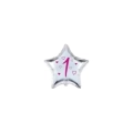 Palloncini stelline con numero 1 fucsia micro shape 4" (10cm) in mylar, 5pz.