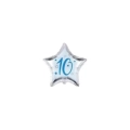 Palloncini stelline con numero 10 blu micro shape 4" (10cm) in mylar, 5pz.