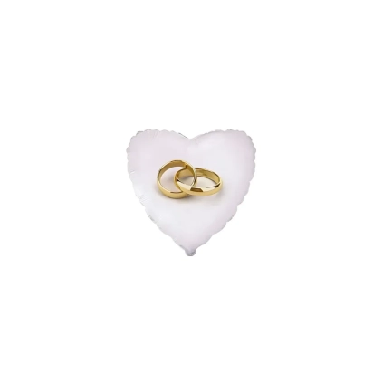 Palloncini Fedi Nuziali Bianco cuore micro shape 4" (10cm) in mylar, 5pz.