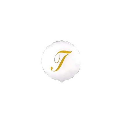 Palloncini Lettera T Dorata su palloncino bianco micro shape 4" (10cm) in mylar, 5pz.