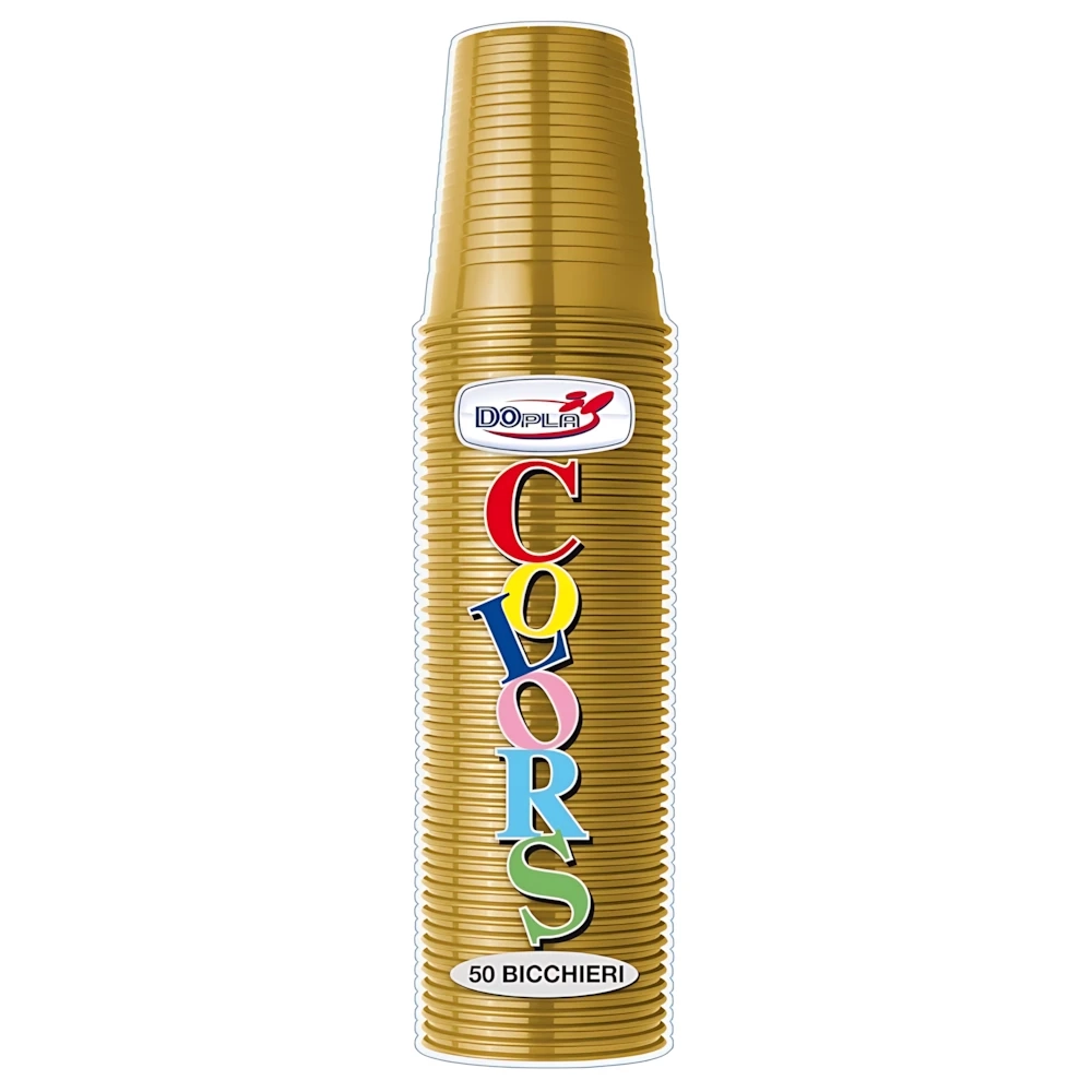 Bicchieri Oro 200ml in plastica riutilizzabili, 50pz.