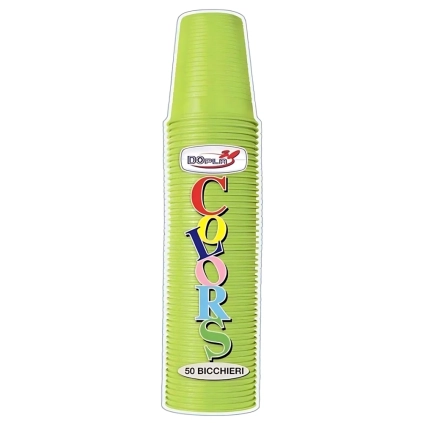 Bicchieri Verde Acido 200ml in plastica riutilizzabili, 50pz.