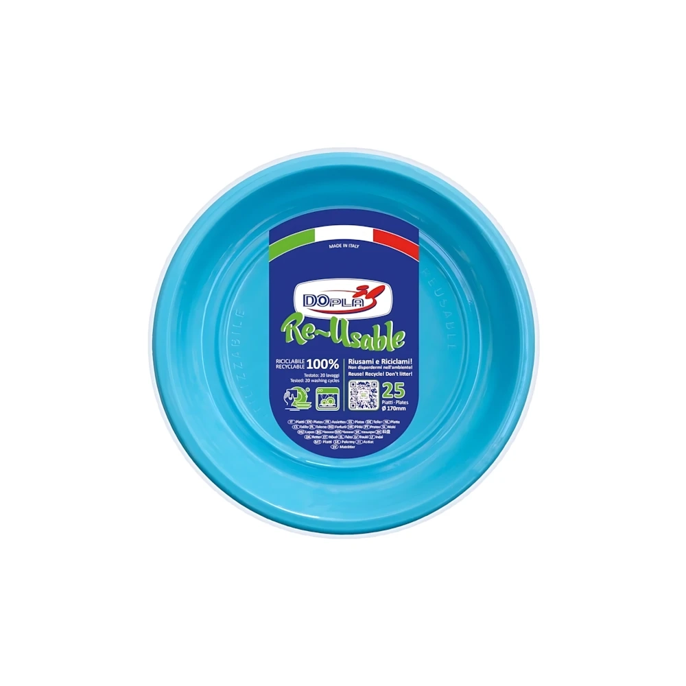 Piatti Frutta Turchese 17cm riutilizzabili, 25pz.