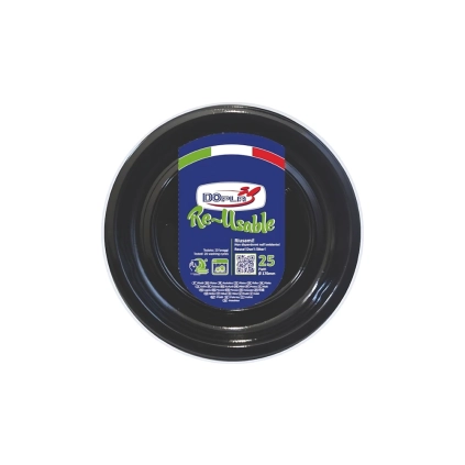 Piatti Frutta Neri 17cm riutilizzabili, 25pz.