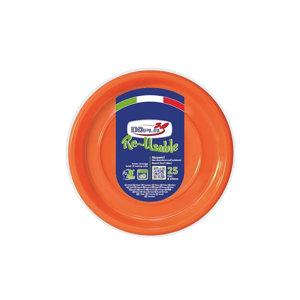 Piatti Frutta Arancione 17cm riutilizzabili, 25pz.