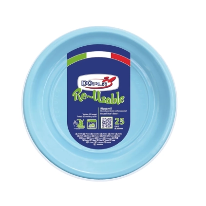 Piatti Piani Azzurri 22cm riutilizzabili, 25pz.