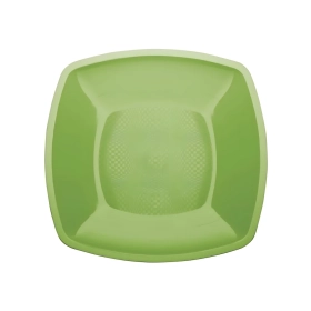 Piatti Verde Lime piani di forma quadrata 23cm, 25pz.