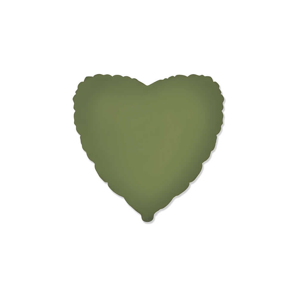 Palloncino Cuore Verde Oliva Satinato 18" (45cm), 1pz.