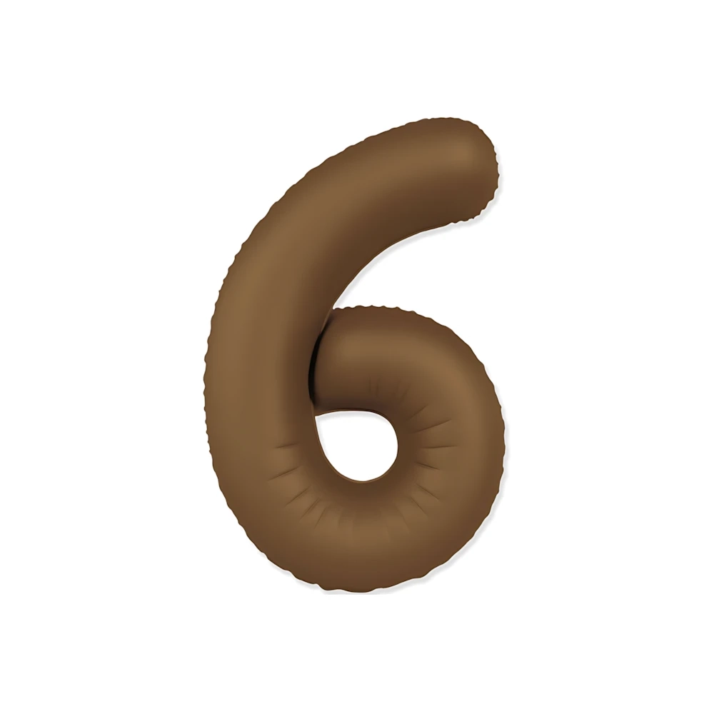 Palloncino Numero 6 Slim Mate Choco Brown Satinato 37" (86cm), 1pz.
