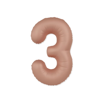 Palloncino Numero 3 Slim Mate Rosa Vintage Satinato 37" (86cm), 1pz.