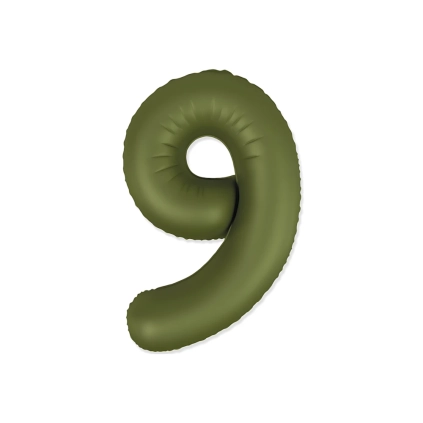 Palloncino Numero 9 Slim Mate Verde Oliva Satinato 37" (86cm), 1pz.