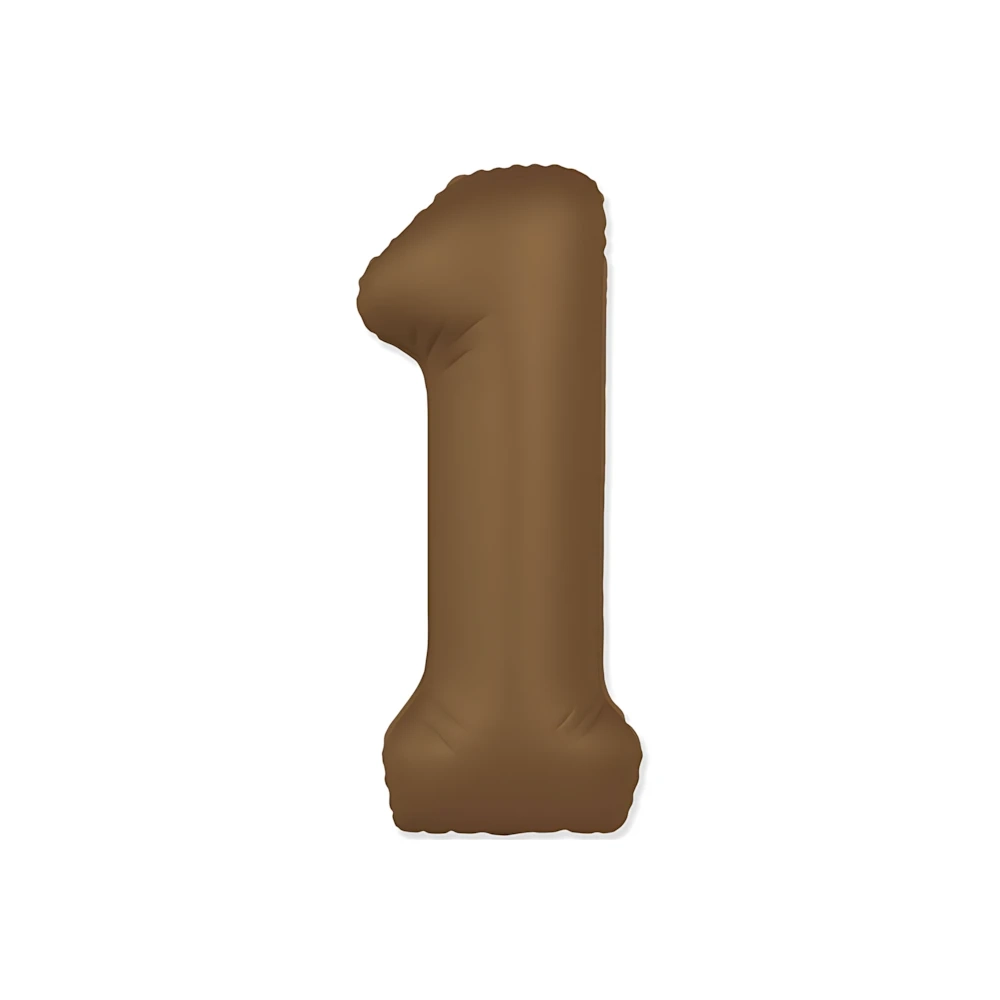 Palloncino Numero 1 Slim Mate Choco Brown Satinato 37" (86cm), 1pz.