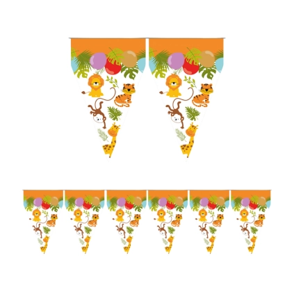 Ghirlanda di bandierine Happy Jungle 3 metri – 9 bandiere 20x30cm.