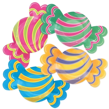 Piatti a forma di caramella colori assortiti 29x16cm, 8pz.
