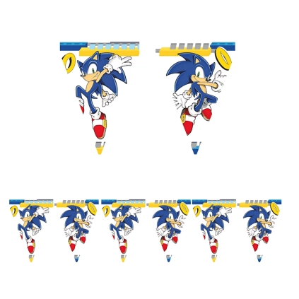 Festone bandierine Sonic – 9 bandierine 20x30 cm, 3 metri