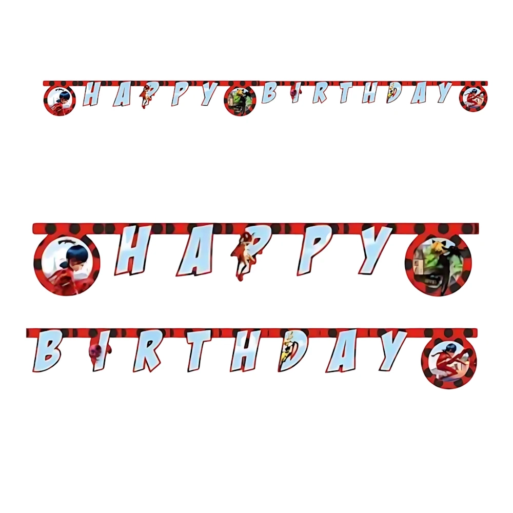 Festone Happy Birthday Ladybug, 2m, 1pz.
