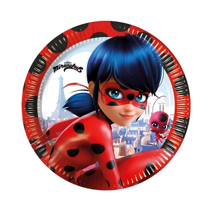 Piatti di Carta Grandi Miraculous Ladybug 23cm ,8pz
