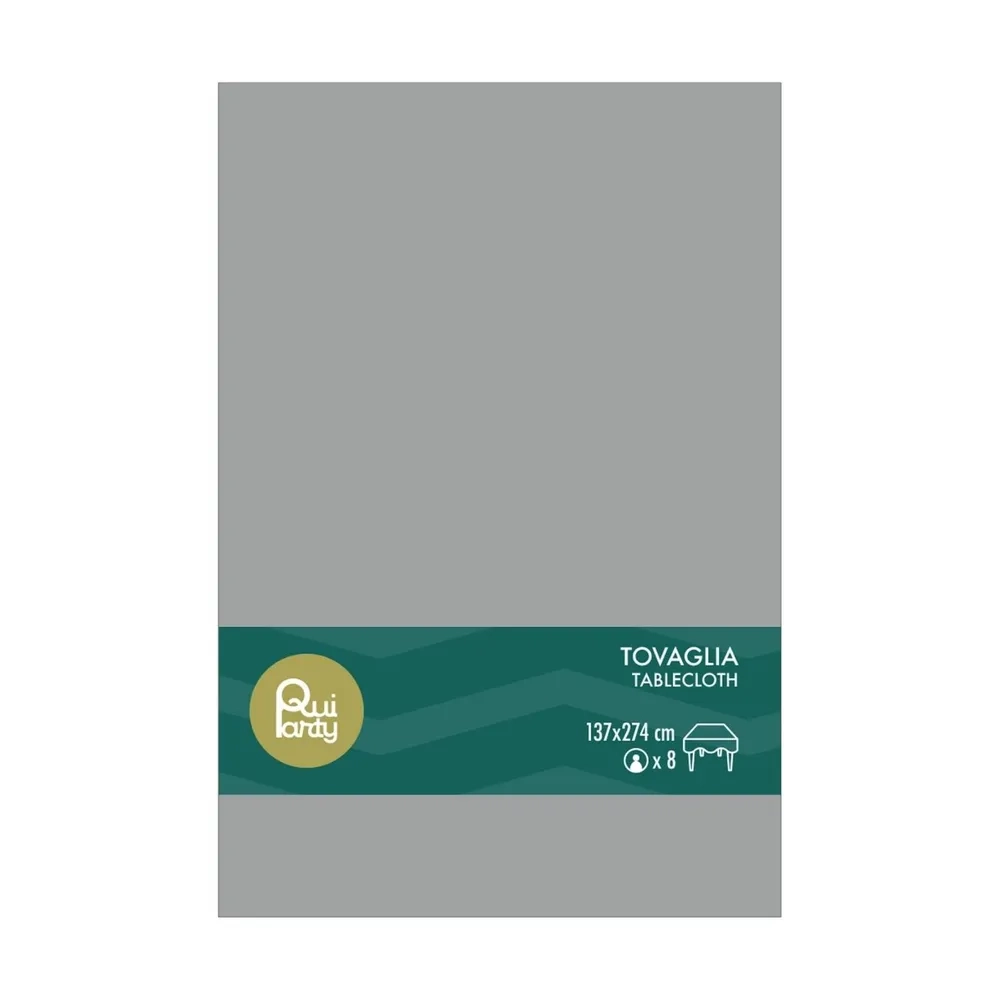Tovaglia in plastica 137x274cm Argento – monouso 1pz