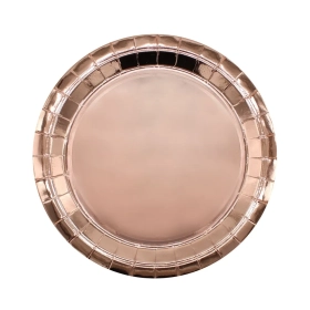 Piatto in carta 24cm Rosa gold metal – Confezione da 15 pezzi
