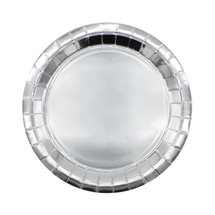 Piatto in carta 24cm Argento metal – Confezione da 15 pezzi