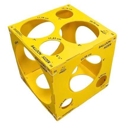Cubo Balloon Sizer in policarbonato 3mm giallo, 1pz.