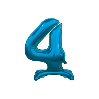 Palloncino numero 4 Blu standing super shape 30" (76cm) in mylar, 1pz.