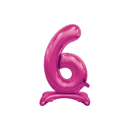 Palloncino numero 6 fucsia standing super shape 30" (76cm) in mylar, 1pz.
