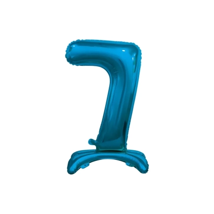 Palloncino numero 7 Blu standing super shape 30" (76cm) in mylar, 1pz.