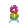 Palloncino numero 8 Rainbow standing super shape 30" (76cm) in mylar, 1pz.