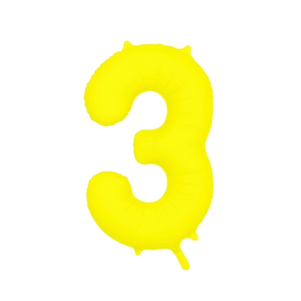 Palloncino Mylar Numero 3 Giallo Neon 34'' (86cm), 1pz.