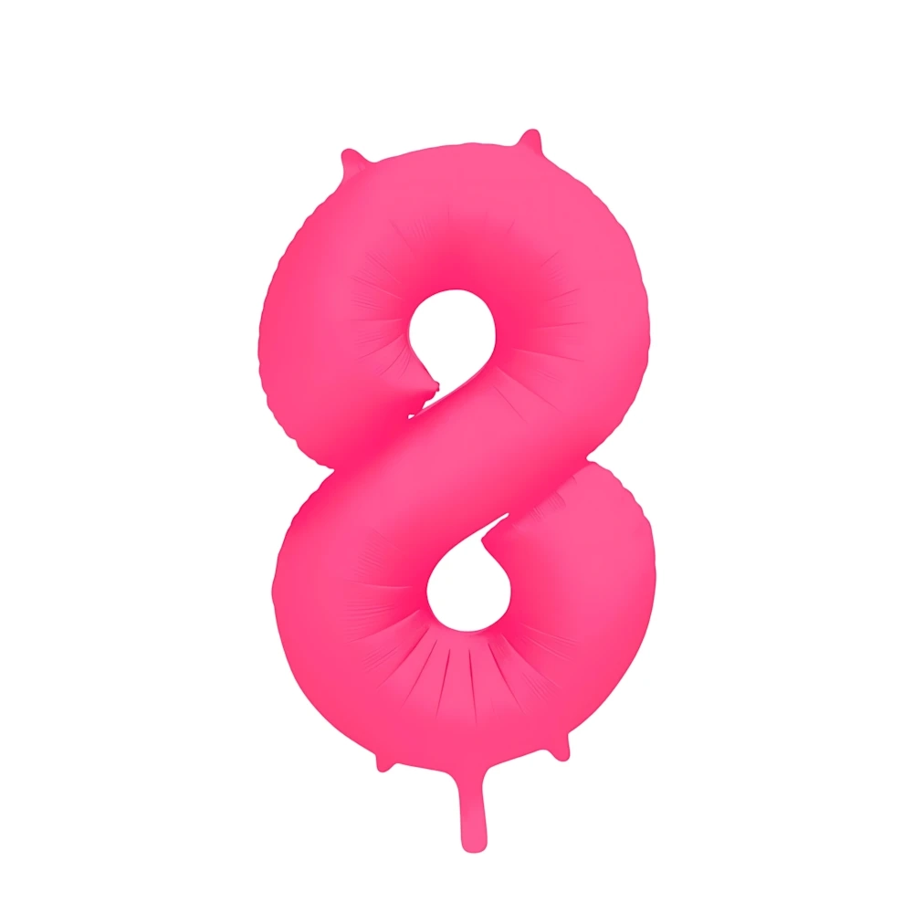 Palloncino Mylar Numero 8 Fucsia Neon 34'' (86cm), 1pz.