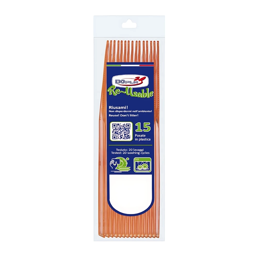 Coltelli Compact Arancio in plastica riutilizzabile, 15 pz