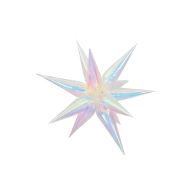 Palloncino Exploding Stars Iridescente  27" con Valvola – Stella a 12 Punte, 1pz