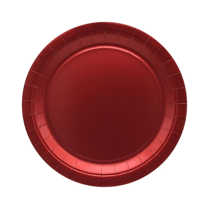 Piatti in carta 24cm Rosso metal – Confezione da 15 pezzi