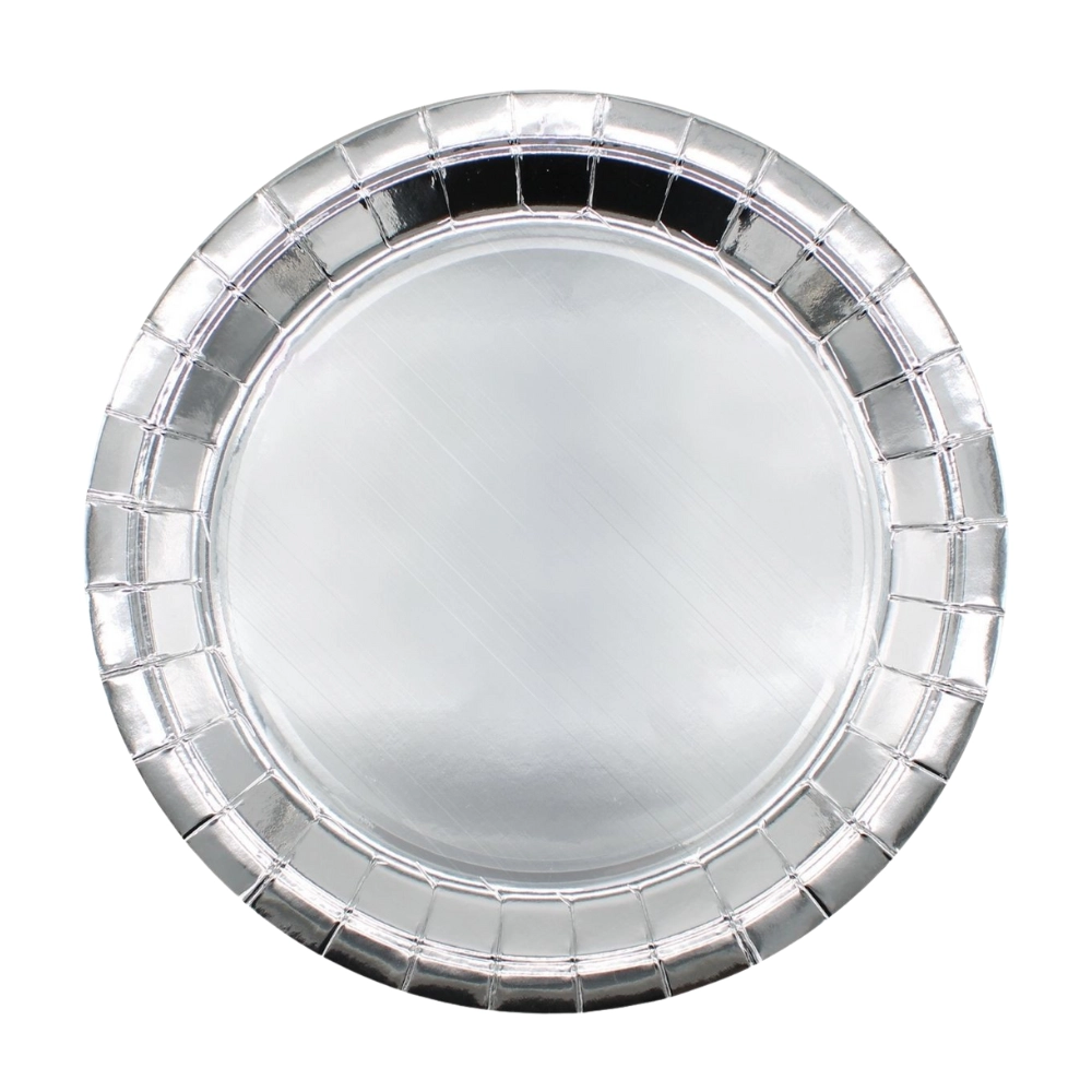 Piatti in carta 32cm Argento metal – Confezione da 8 pezzi