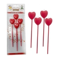 Candeline Cuore rosso con Stelo 14,5cm, 1pz.
