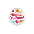 Palloncino Mylar 18" (45cm) Auguri Mamma Floreale Fiori Stilizzati 1pz