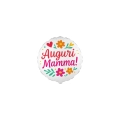 Palloncino Mylar 9" (22cm) Auguri Mamma Floreale Fiori Stilizzati 5pz