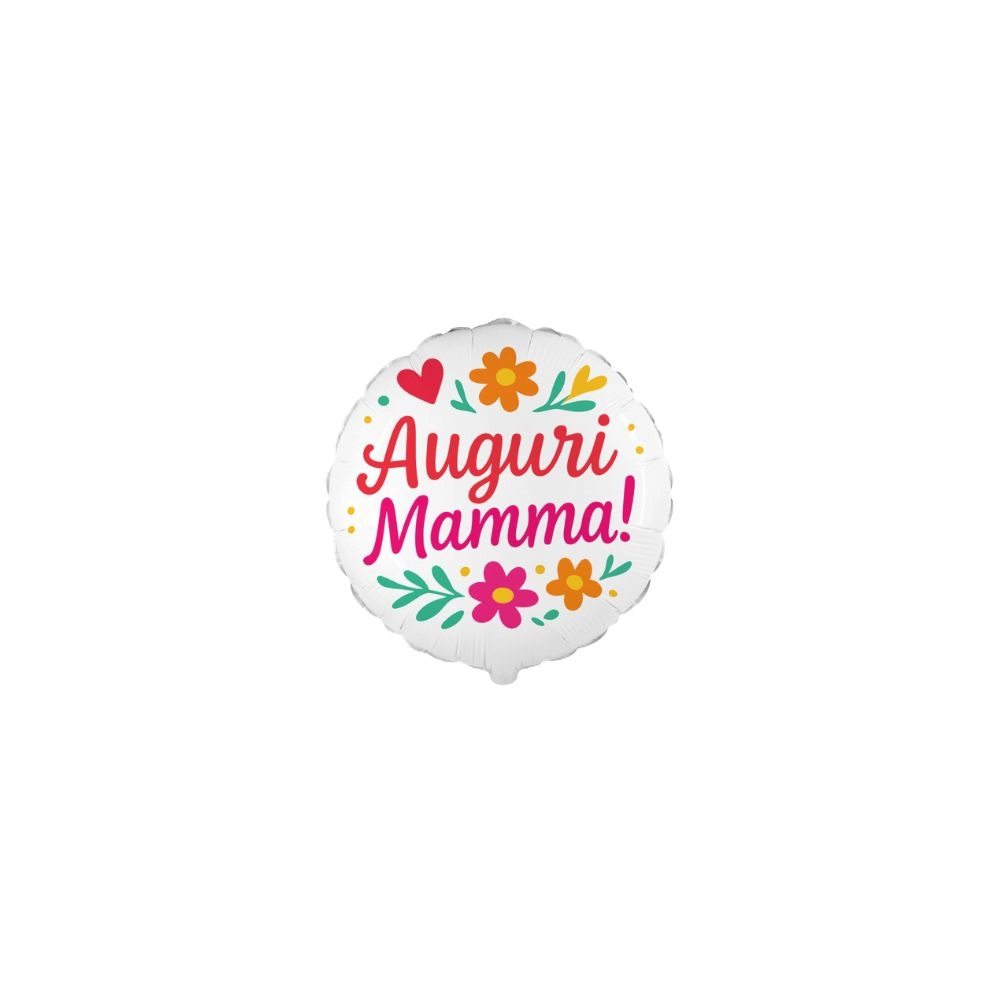Palloncino Mylar 4" (10cm) Auguri Mamma Floreale Fiori Stilizzati 5pz