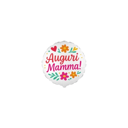 Palloncino Mylar 4" (10cm) Auguri Mamma Floreale Fiori Stilizzati 5pz