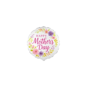 Palloncino Mylar 9" (22cm) Happy Mother's Day Tondo Fiori 1pz