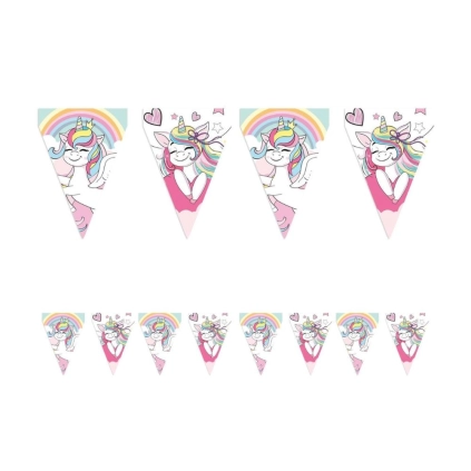 Festone Bandierine Unicorno Mix Fantasy 3mt per Festa